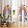 Colorful Rainbow Floral Flowers Kids Curtains & Gift Pillow Covers, Custom Nursery Drapes, Child Bedroom Window Treatment Decor