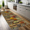 Spices Theme Kitchen Runner Rug - Washable Non-Slip Floor Mat, Modern Kitchen Decor, Durable & Comfortable Cooking Mat