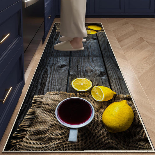 Lemons Kitchen Runner Rug Washable Non-Slip Mat, Modern Home Decor Floor Mat for Kitchen, Durable & Stylish Runner