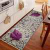 Purple Leaf Kitchen Runner Rug - Non-Slip, Washable Floor Mat for Kitchen & Home Decor, Modern Stone Wash Design