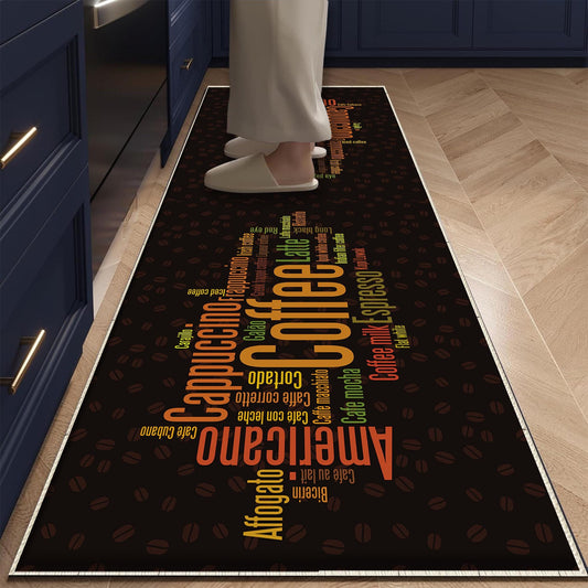 Coffee Theme Non-Slip Kitchen Runner Rug, Washable Modern Kitchen Mat, Home Decor Floor Mat for Cooking & Dining Areas