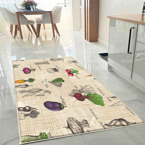 Vegetables Kitchen Runner Rug Non-Slip Washable Floor Mat Modern Decor Kitchen Mat Durable Anti-Fatigue Carpet Home Cooking Area Rug