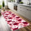 Pink Red Roses Kitchen Runner Rug, Washable Non-Slip Floral Floor Mat, Modern Anti-Fatigue Home Decor Kitchen Mat