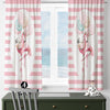 Cute Pink Flamingo Animal Girl Nursery Curtains – Custom Kids Room Drapes & Cute Bedroom Window Treatment Decor with Gift Pillow Covers
