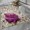 Stone Purple Leaf Bathroom Rug - Floral Non Slip Bath Mat, Quick Dry Washable Toilet Mat, Soft Modern Bathroom Decor