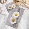 Daisy Flowers Gray Bathroom Rug - Floral Non Slip Bath Mat, Quick Dry Washable Toilet Mat, Soft Modern Bathroom Decor