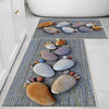 Gray Foot Stones Bathroom Rug - Non Slip Bath Mat, Quick Dry Washable Toilet Mat, Soft Modern Bathroom Decor