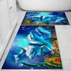 Blue Dolphins Bathroom Rug - Under Sea Non Slip Bath Mat, Quick Dry Washable Toilet Mat, Soft Modern Bathroom Decor