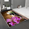 Spa Candles Purple Flowers Bathroom Rug - Floral Non Slip Bath Mat, Quick Dry Washable Toilet Mat, Soft Modern Bathroom Decor