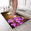 Spa Candles Purple Flowers Bathroom Rug - Floral Non Slip Bath Mat, Quick Dry Washable Toilet Mat, Soft Modern Bathroom Decor