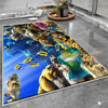 Under Sea Fishes Bathroom Rug - Tropical Aquarium Non Slip Bath Mat, Quick Dry Washable Toilet Mat, Soft Modern Bathroom Decor