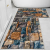 Colorful Old Wall Stone Design Bathroom Rug - Non Slip Bath Mat, Quick Dry Washable Toilet Mat, Soft Modern Bathroom Decor