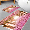 Pink Tree Leaves Forest Path Bathroom Rug - Non Slip Bath Mat, Quick Dry Washable Toilet Mat, Soft Modern Bathroom Decor