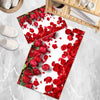 Red Roses Leaves Floral Flowers Bathroom Rug - Non Slip Bath Mat, Quick Dry Washable Toilet Mat, Soft Modern Bathroom Decor