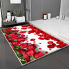 Red Roses Leaves Floral Flowers Bathroom Rug - Non Slip Bath Mat, Quick Dry Washable Toilet Mat, Soft Modern Bathroom Decor