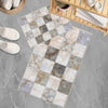 Gray Marble Stones Tiles Bathroom Rug - Non Slip Bath Mat, Quick Dry Washable Toilet Mat, Soft Modern Bathroom Decor