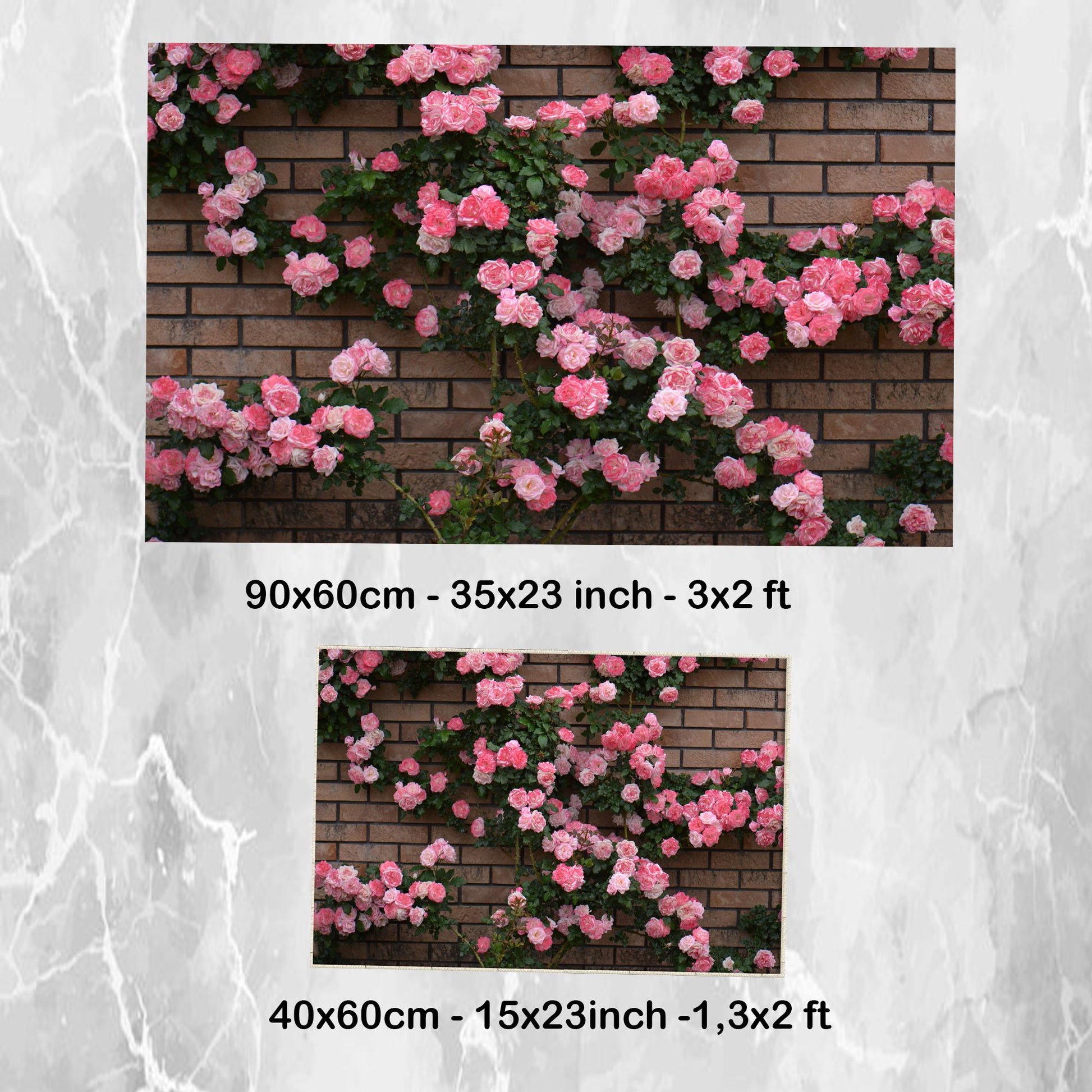 Pink ivy Roses on Wall Bathroom Rug - Floral Flowers Non Slip Bath Mat, Quick Dry Washable Toilet Mat, Soft Modern Bathroom Decor