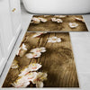 Wood on White Flowers Branch Bathroom Rug - Floral Non Slip Bath Mat, Quick Dry Washable Toilet Mat, Soft Modern Bathroom Decor