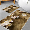 Wood on White Flowers Branch Bathroom Rug - Floral Non Slip Bath Mat, Quick Dry Washable Toilet Mat, Soft Modern Bathroom Decor