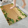 Wood on Green ivy leaves Bathroom Rug - Floral Non Slip Bath Mat, Quick Dry Washable Toilet Mat, Soft Modern Bathroom Decor