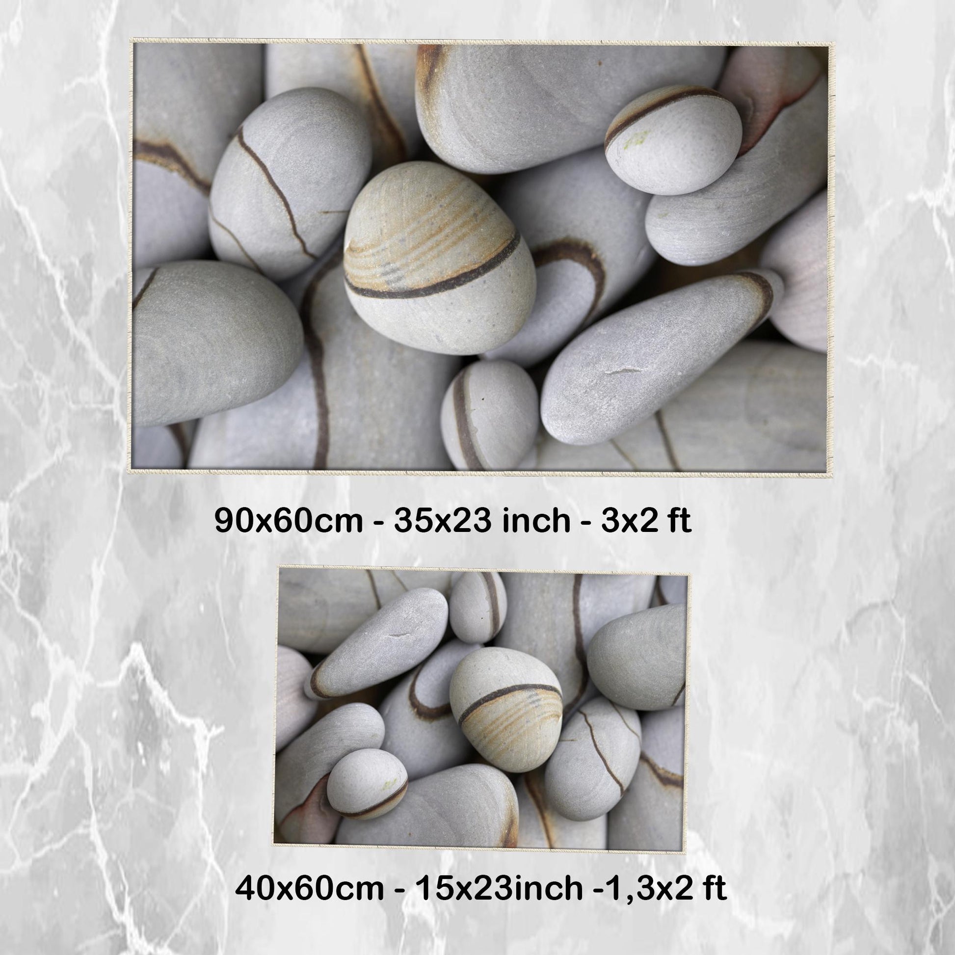 Gray Pebble Stones Bathroom Rug - Modern Non Slip Bath Mat, Quick Dry Washable Toilet Mat, Soft Modern Bathroom Decor