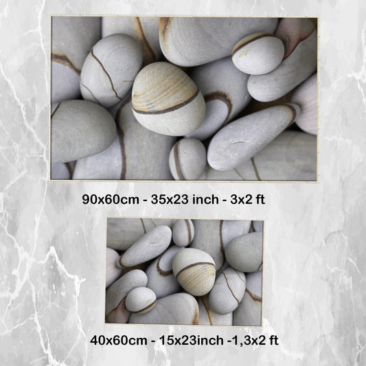 Gray Pebble Stones Bathroom Rug - Modern Non Slip Bath Mat, Quick Dry Washable Toilet Mat, Soft Modern Bathroom Decor