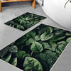 Green Tropical Leaves Floral Bathroom Rug - Modern Non Slip Bath Mat, Quick Dry Washable Toilet Mat, Soft Modern Bathroom Decor