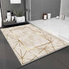 Gold Border Lines Bathroom Rug - Geometric Non Slip Bath Mat, Quick Dry Washable Toilet Mat, Soft Modern Floral Bathroom Decor