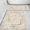 Gold Border Lines Bathroom Rug - Geometric Non Slip Bath Mat, Quick Dry Washable Toilet Mat, Soft Modern Floral Bathroom Decor