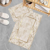Gold Border Lines Bathroom Rug - Geometric Non Slip Bath Mat, Quick Dry Washable Toilet Mat, Soft Modern Floral Bathroom Decor
