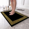 Black Gold Greek Key Bathroom Rug - Geometric Non Slip Bath Mat, Quick Dry Washable Toilet Mat, Soft Modern Floral Bathroom Decor