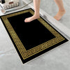 Black Gold Greek Key Bathroom Rug - Geometric Non Slip Bath Mat, Quick Dry Washable Toilet Mat, Soft Modern Floral Bathroom Decor