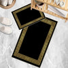 Black Gold Greek Key Bathroom Rug - Geometric Non Slip Bath Mat, Quick Dry Washable Toilet Mat, Soft Modern Floral Bathroom Decor