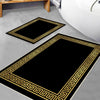 Black Gold Greek Key Bathroom Rug - Geometric Non Slip Bath Mat, Quick Dry Washable Toilet Mat, Soft Modern Floral Bathroom Decor