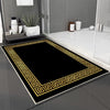 Black Gold Greek Key Bathroom Rug - Geometric Non Slip Bath Mat, Quick Dry Washable Toilet Mat, Soft Modern Floral Bathroom Decor