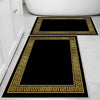Black Gold Greek Key Bathroom Rug - Geometric Non Slip Bath Mat, Quick Dry Washable Toilet Mat, Soft Modern Floral Bathroom Decor