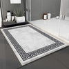 Gray White Black Greek Key Bathroom Rug - Geometric Non Slip Bath Mat, Quick Dry Washable Toilet Mat, Soft Modern Floral Bathroom Decor