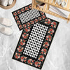 Colorful Roses Black White Checkered Bathroom Rug - Non Slip Bath Mat, Quick Dry Washable Toilet Mat, Soft Modern Floral Bathroom Decor