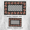 Colorful Roses Black White Checkered Bathroom Rug - Non Slip Bath Mat, Quick Dry Washable Toilet Mat, Soft Modern Floral Bathroom Decor