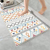 Orange Blue Gray Aztec Boho Bathroom Rug - Geometric Non Slip Bath Mat, Quick Dry Washable Toilet Mat, Soft Modern Floral Bathroom Decor
