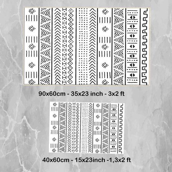 Black White Aztec Boho Bathroom Rug Non Slip Quick Dry Bath Mat - Tribal Bohemian Geometric Floral Toilet Mat, Soft Washable Modern Decor