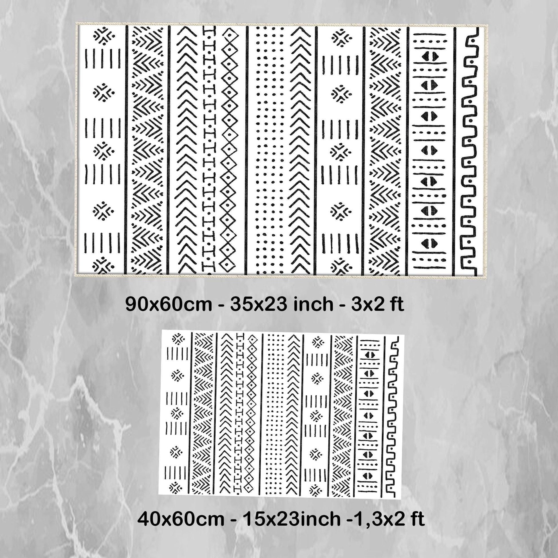 Black White Aztec Boho Bathroom Rug Non Slip Quick Dry Bath Mat - Tribal Bohemian Geometric Floral Toilet Mat, Soft Washable Modern Decor