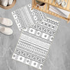 Black White Aztec Boho Bathroom Rug Non Slip Quick Dry Bath Mat - Tribal Bohemian Geometric Floral Toilet Mat, Soft Washable Modern Decor