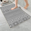 Gray White Aztec Boho Bathroom Rug Non Slip Quick Dry Bath Mat - Tribal Bohemian Geometric Floral Toilet Mat, Soft Washable Modern Decor