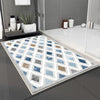 Blue Gray Brown Tiles Bathroom Rug Non Slip Quick Dry Bath Mat - Geometric Toilet Mat, Soft Washable Modern Decor