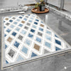 Blue Gray Brown Tiles Bathroom Rug Non Slip Quick Dry Bath Mat - Geometric Toilet Mat, Soft Washable Modern Decor