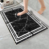 Black White Marble Border Lines Bathroom Rug Non Slip Quick Dry Bath Mat - Geometric Toilet Mat, Soft Washable Modern Decor