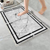 Gray White Black Marble Border Lines Bathroom Rug Non Slip Quick Dry Bath Mat - Geometric Toilet Mat, Soft Washable Modern Decor