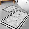 Gray White Black Marble Border Lines Bathroom Rug Non Slip Quick Dry Bath Mat - Geometric Toilet Mat, Soft Washable Modern Decor