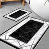Black White Marble Design Bathroom Rug Non Slip Quick Dry Bath Mat - Geometric Toilet Mat, Soft Washable Modern Decor